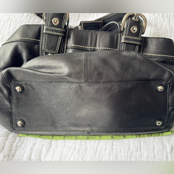 COACH black leather shoulder bag *GENUINE* real! - Picture 6 of 8